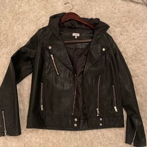 Tobi Hooded leather jacket